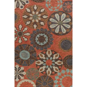 Ophelia Hand-Hooked Terracotta Area Rug