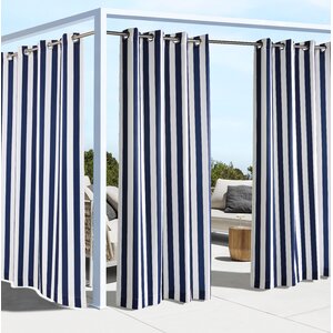 Gonzalo Outdoor Decor Costal Stripe Semi-Sheer Grommet Curtain Panel