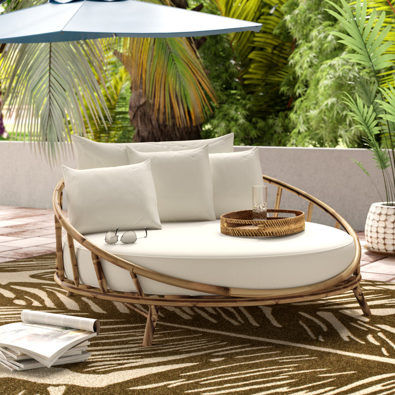 Bayou Breeze Olu Bamboo Large Round Patio Daybed With Cushions Olu Bamboo Large Round Patio Daybed With Cushions Out Of Stock Save The Look