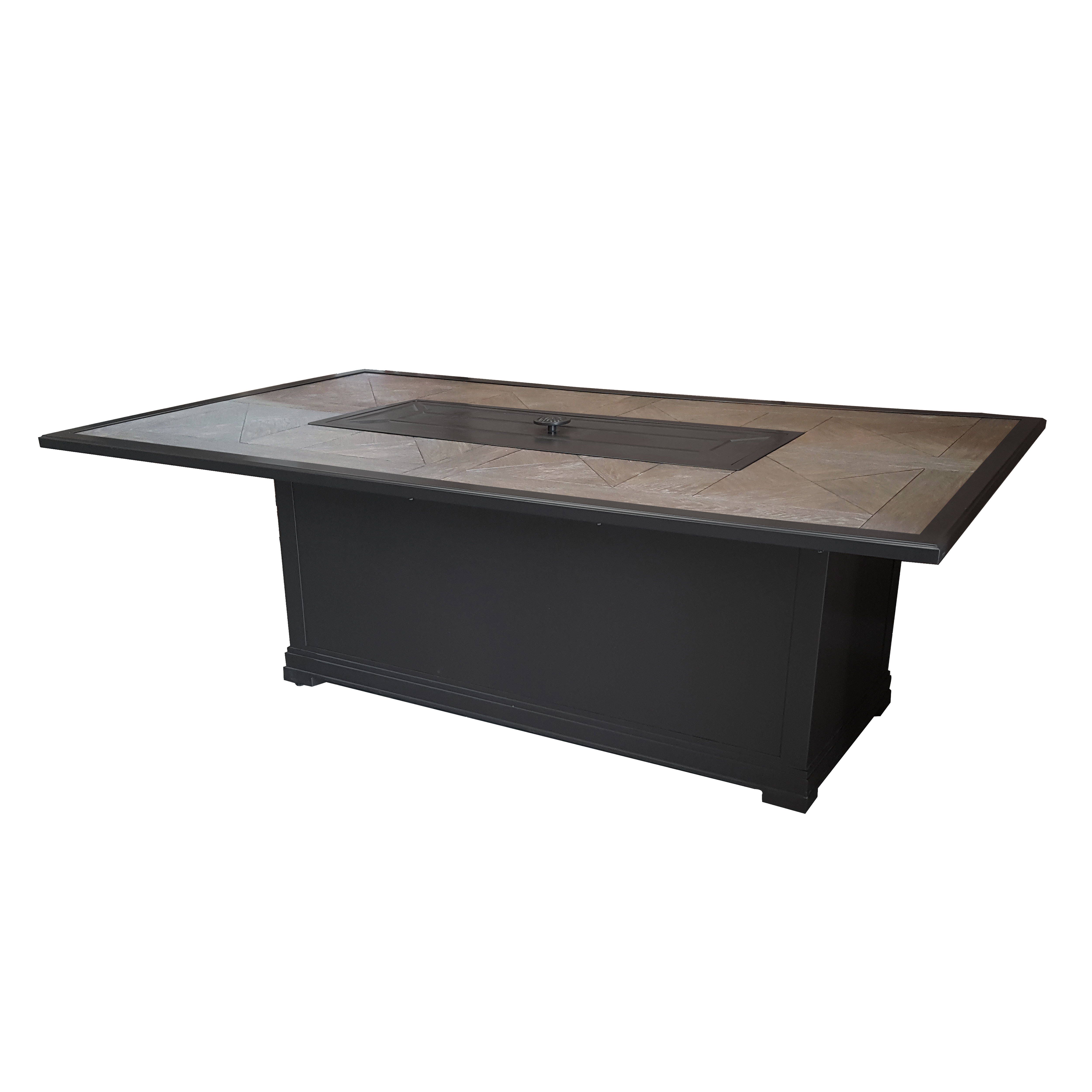 Rectangular Fauxwood Aluminum Propane Fire Pit Table