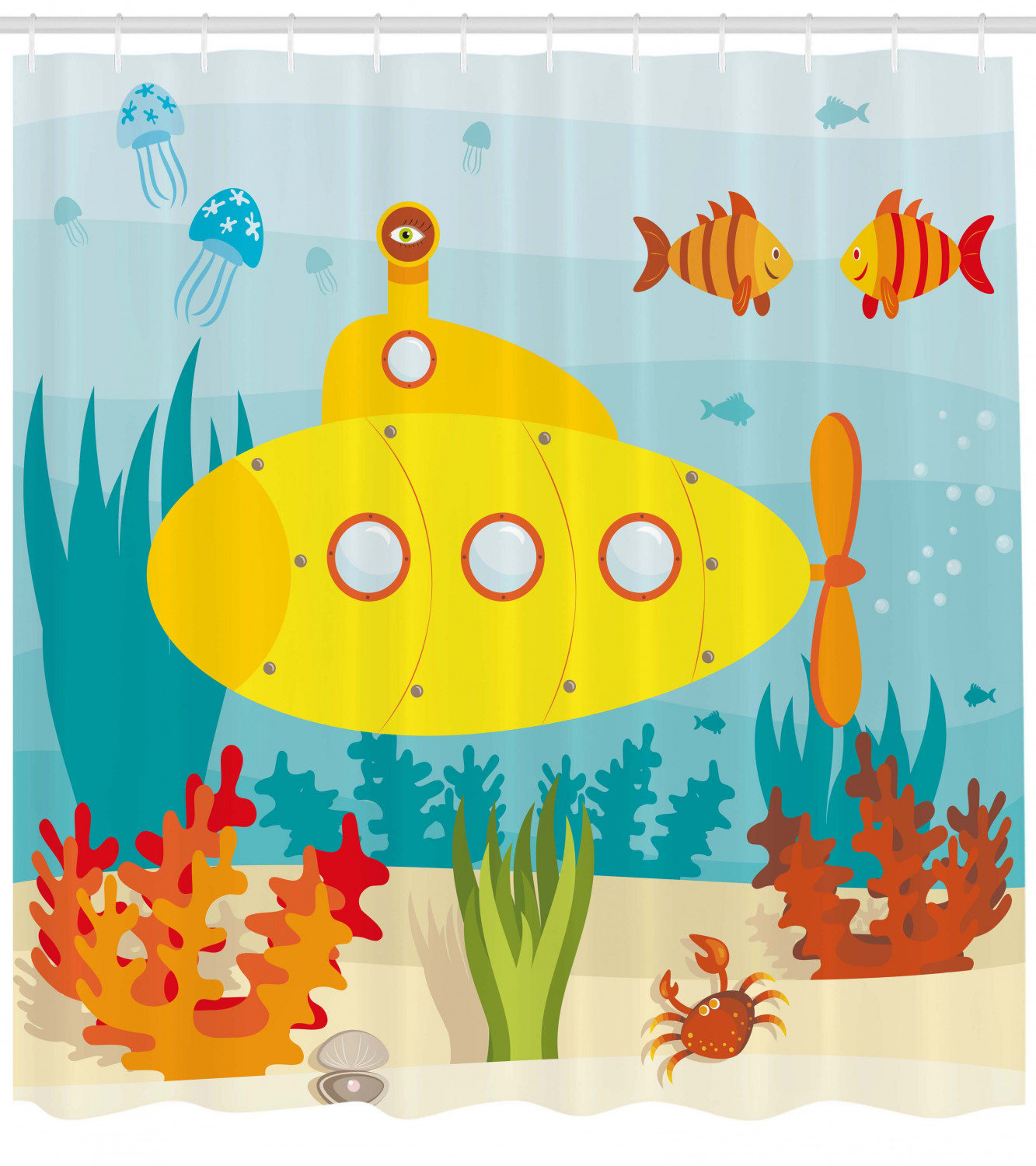 East Urban Home Ambesonne Yellow Submarine Shower Curtain Sea Ambesonne Yellow Submarine