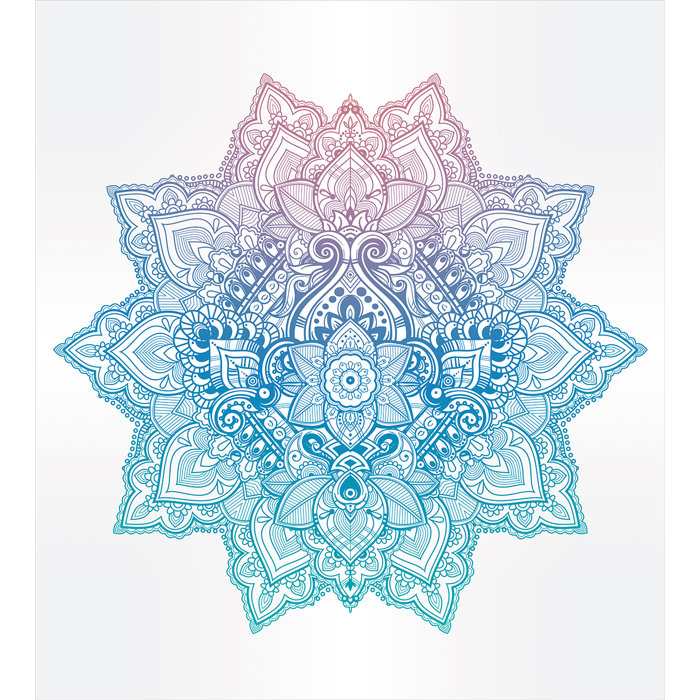 Bohemian Tattoo Style Zen Pastel Toned Mandala Abstract Lotus Flower Design Duvet Cover Set