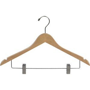 Wooden Combo Hanger with Adjustable Cushion Clips (Set of 25)