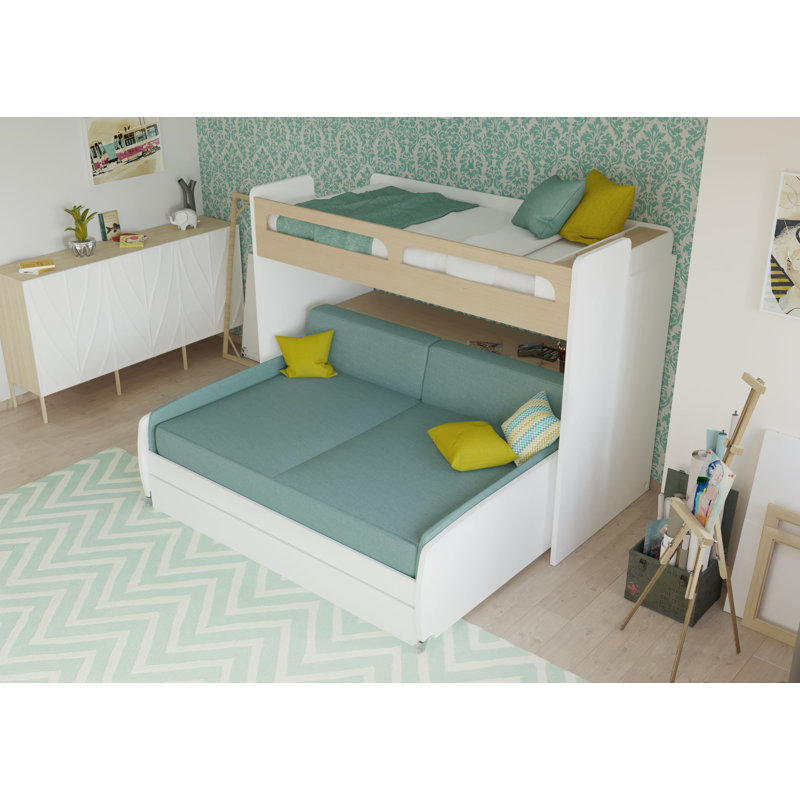 Brayden Studio Gautreau Twin Bunk Bed Over Full Xl Sofa