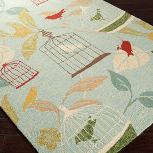 Tressler Hand-Hooked Blue Indoor/Outdoor Area Rug