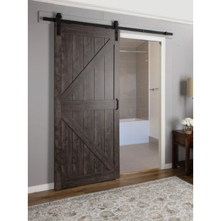 Barn Doors Paneled Manufactured Wood Finish Continental Barn Door With Installation Hardware Kit