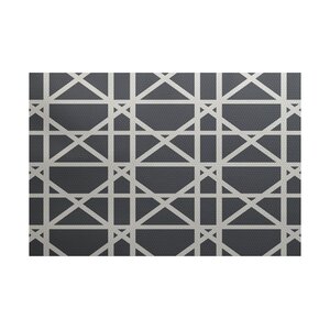 Felles Geometric Print Gray Indoor/Outdoor Area Rug