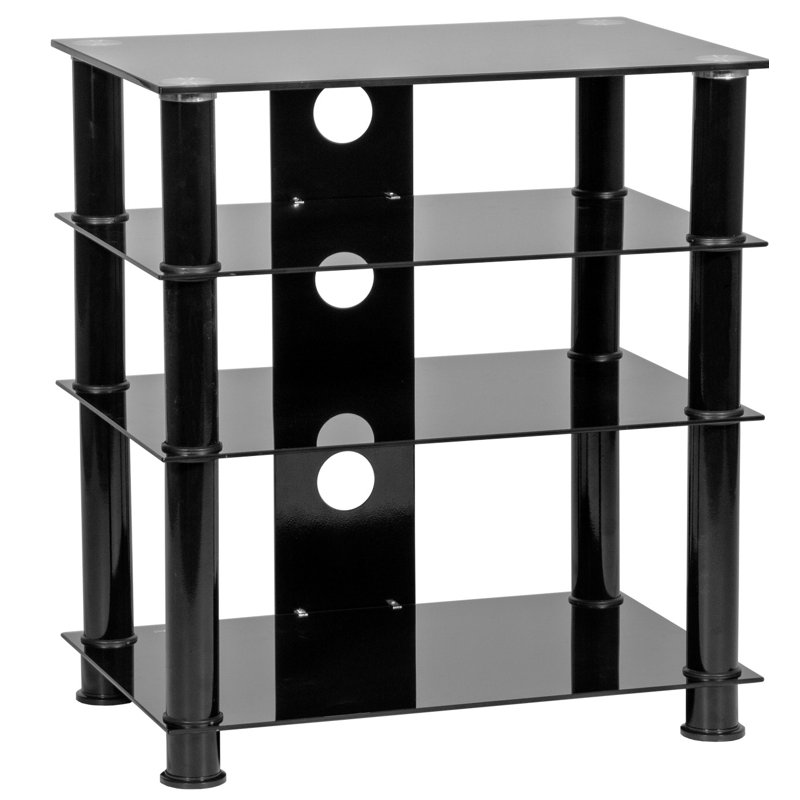 Ebern Designs Glass 4 Shelf Hi-Fi Tower Audio Cabinet | Wayfair