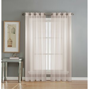 Diamond Solid Sheer Grommet Single Curtain Panel