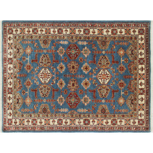 One-of-a-Kind Kazak Super Fatiha Hand-Knotted Blue Area Rug