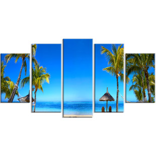 Beach Chairs Canvas Wall Art Wayfair Mauritius Beach With Chairs 5 Piece Wall Art On Wred Canvas Set