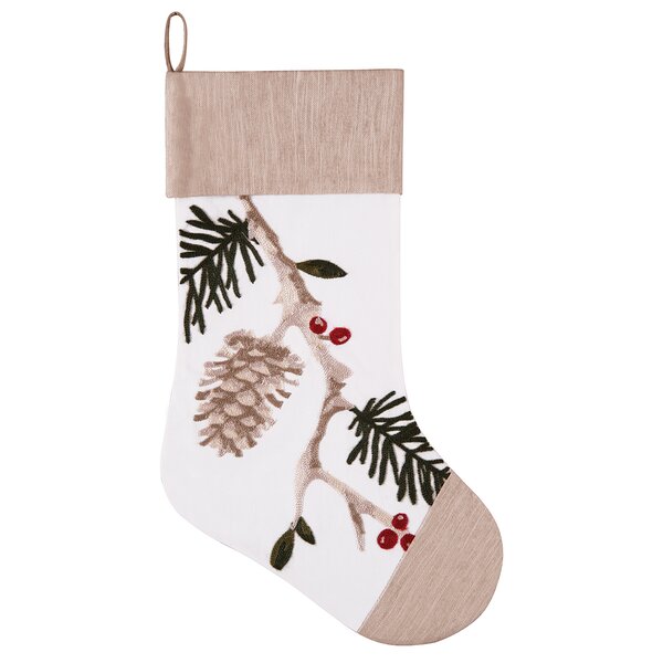 Loon Peak Natural Pines Chain Stitch Stocking & Reviews | Wayfair