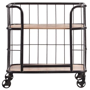 Lorient Industrial Wood and Metal Trolley Bar Cart