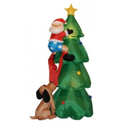Three Posts Christmas Inflatable Santa Claus Climbing on Christmas Tree ...