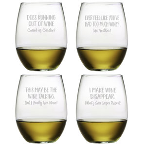 4 Piece Uncorked 21 oz. Stemless Wine Glass Set