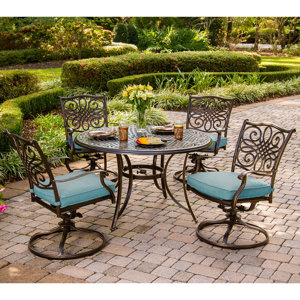 Barrowman 5 Piece Metal Dining Set with Cushions