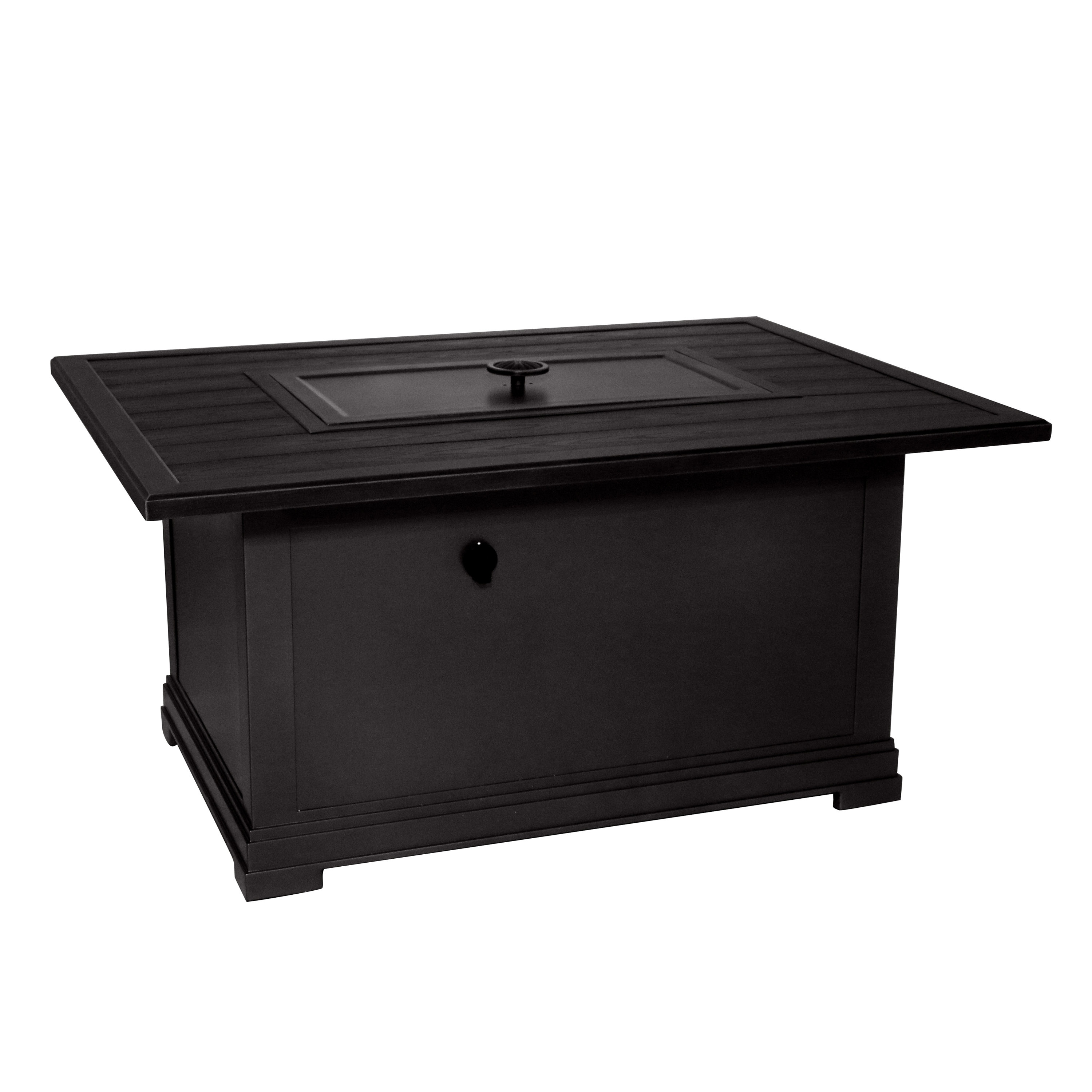Rectangular Embossed Wood Grain Slats Aluminum Propane Fire Pit Table