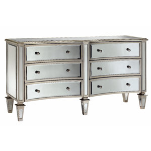 Fair Haven Bow Front 6 Drawer Mirrored Chest