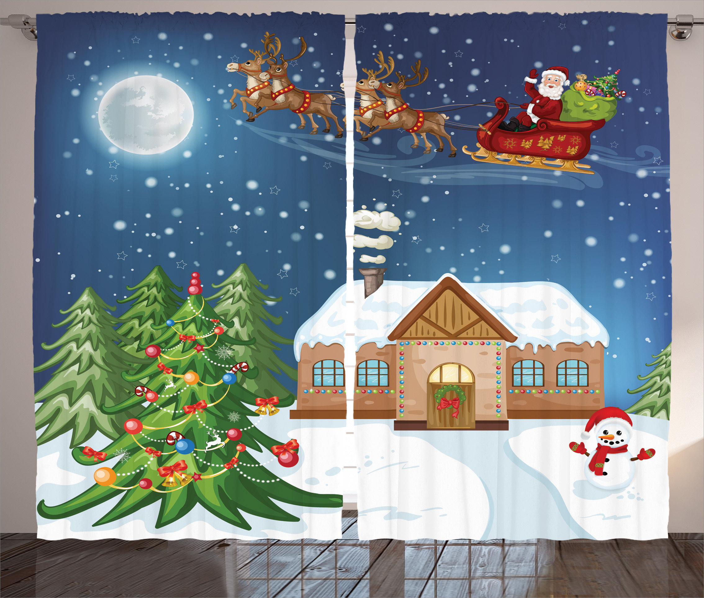 the holiday aisle christmas decorations classic eve scene santa delivering gift with rudolf the red nosed reindeer graphic print text semi sheer rod - Teal And Red Christmas Decorations the holiday aisle christmas decorations classic eve scene santa delivering gift with rudolf the red nosed reindeer graphic print text semi sheer rod - Teal And Red Christmas Decorations