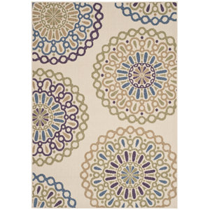 Tierney Cream & Green Outdoor Area Rug