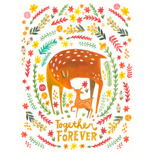 Together Forever Deer by Irene Chan Paper Print