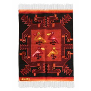 Bird Handmade Red Area Rug