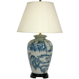 Blue And White Oriental Lamps Wayfair Rosso Landscape Oriental 29 Table Lamp