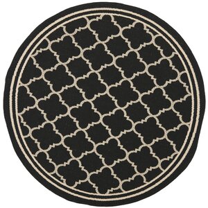 Short Black/Beige Indoor/Outdoor Rug