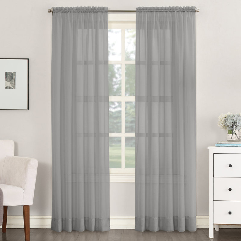 No 918 Emily Solid Sheer Rod Pocket Single Curtain Panel