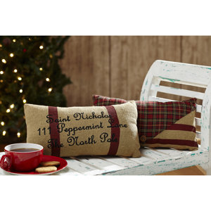 Tartan Holiday 2 Piece Santa's Mail Lumbar Pillow Set