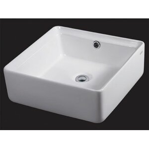 Ceramic Square Vessel Bathroom Sink with Overflow