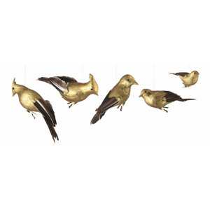 5 Piece Gilt Gilded Birds Christmas Ornament Set (Set of 2)