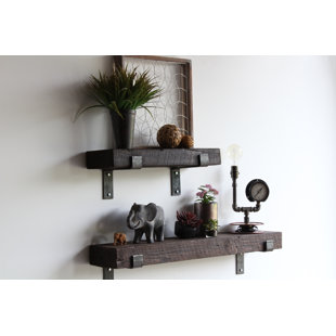 Reclaimed Wood Shelf Floating Wayfair Burley Reclaimed Barn Wood Wall Shelf Set Of 2