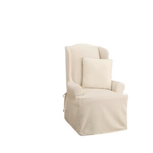 Cotton Duck T-Cushion Wingback Slipcover