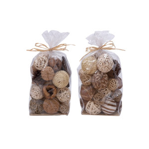 2 Piece Natural Decorative Ball Bag Set