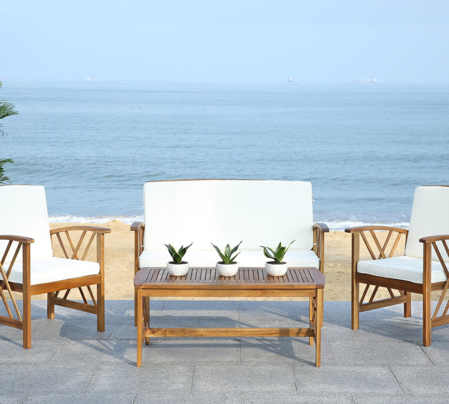 Safavieh Fontana 4 Piece Seating Group with Cushions ... Safavieh Fontana 4 Piece Seating Group with Cushions ... on Safavieh Fontana Patio Set id=27422