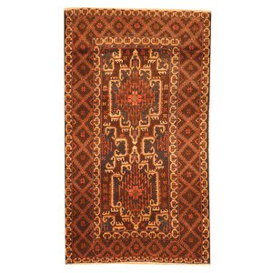 Balouchi Hand-Knotted Brown Area Rug