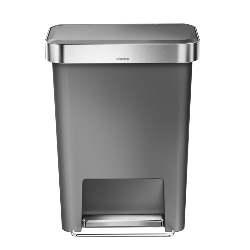 Simplehuman 11 9 Gallon Rectangular Step Trash Can With Liner Pocket 11 9 Gallon Rectangular Step Trash Can With Liner Pocket Plastic