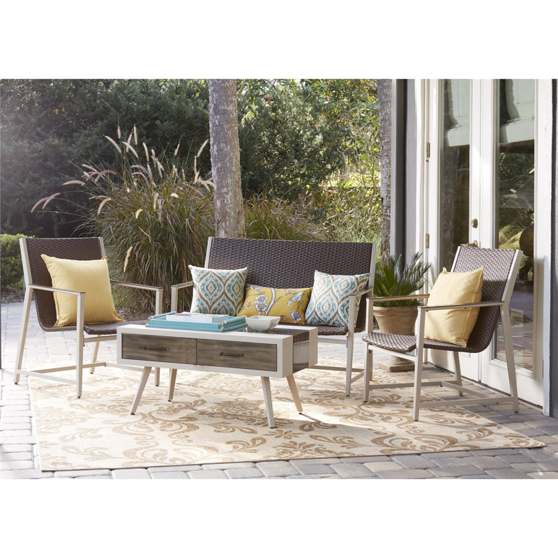 Novogratz Santa Fe 4 Piece Rattan Sofa Seating Group Reviews Wayfair