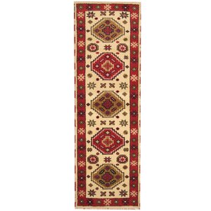 Kazak Hand-Knotted Ivory/Red Area Rug