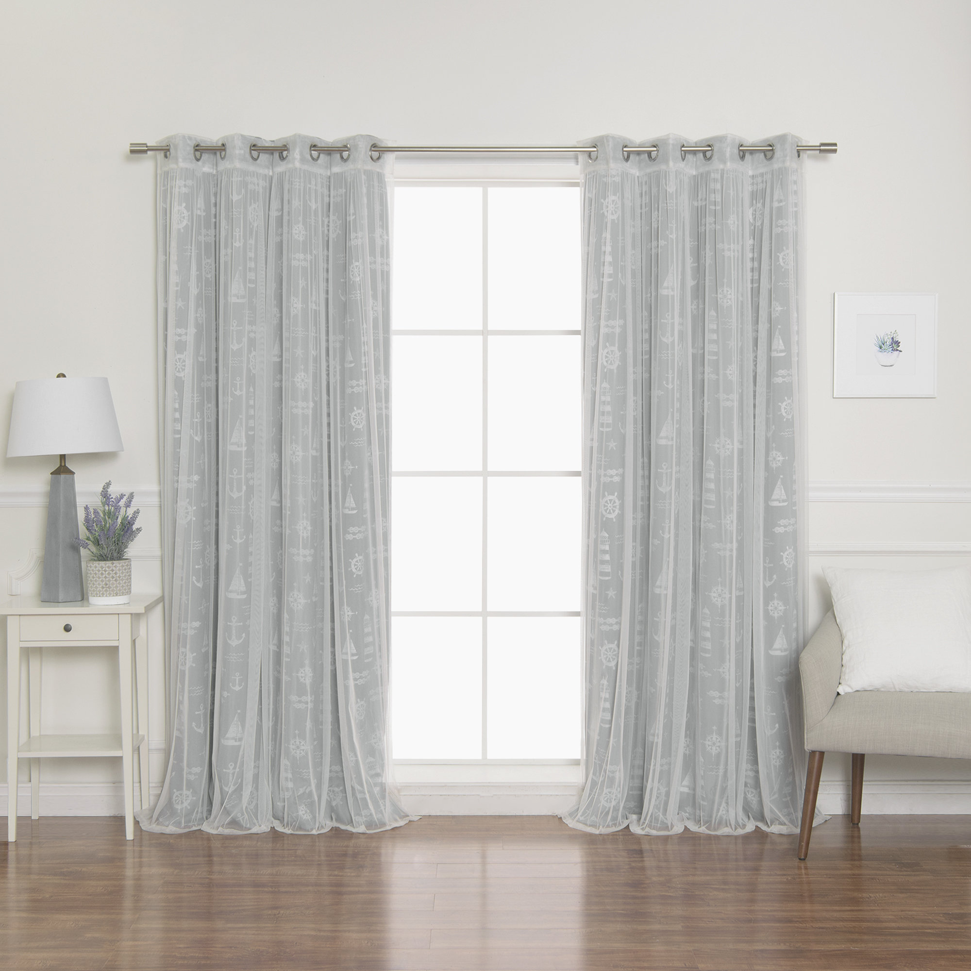 Thermal Insulated Blackout Curtain Bedroom Blinds Nautical Eyelet