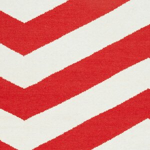 Diego Orange-Red/White Chevron Area Rug