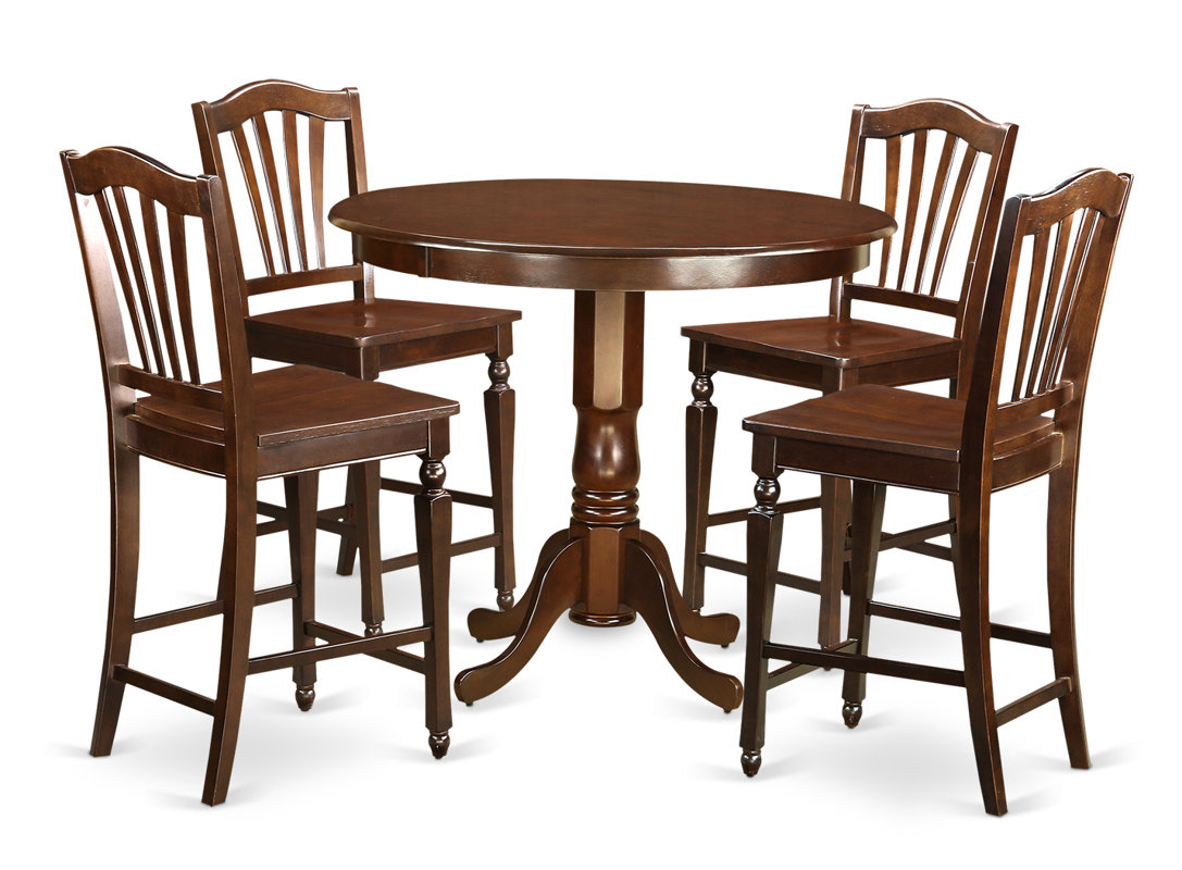 East West Trenton 5 Piece Counter Height Pub Table Set ...