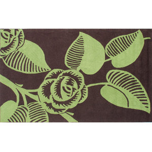 Noelle Hand-Hooked Green/Brown Indoor/Outdoor Area Rug