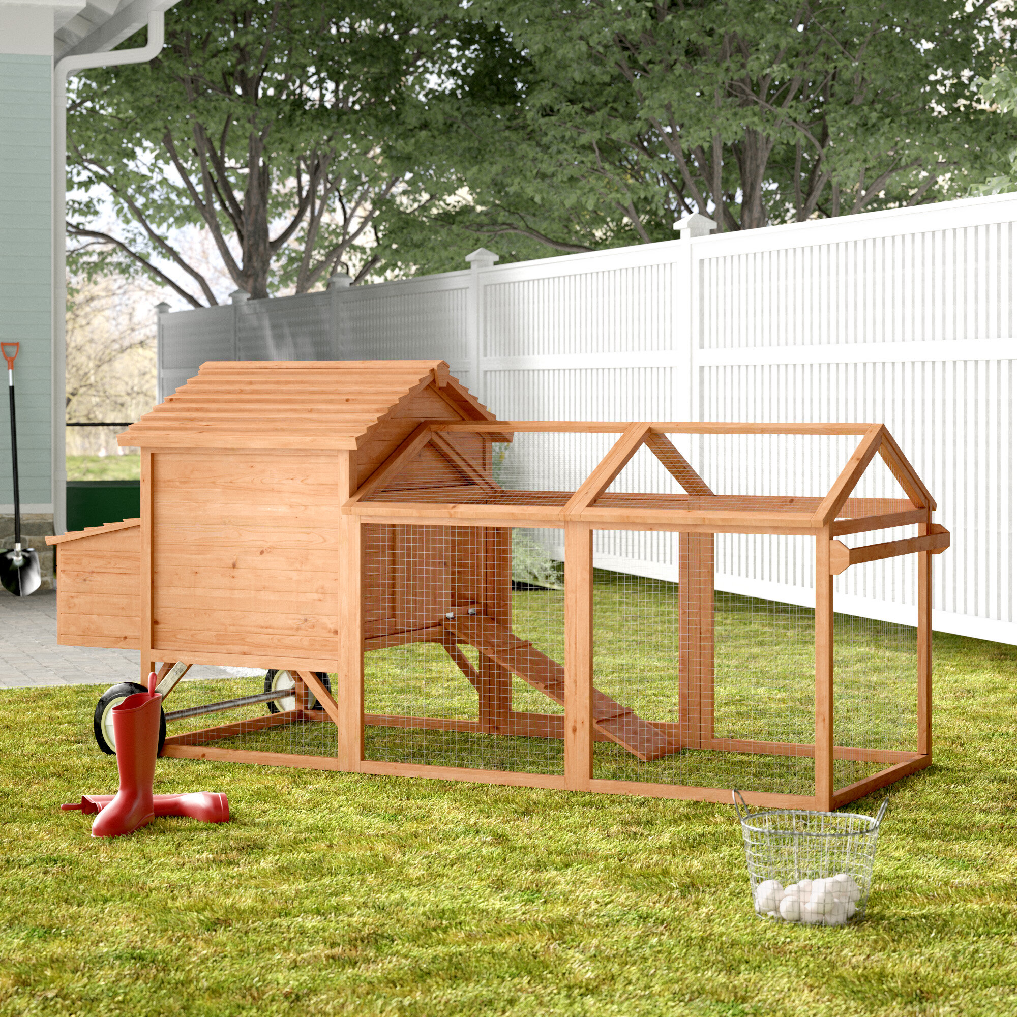 Bayer Wheeled Tractor Hen House Chicken Coop With Chicken Run