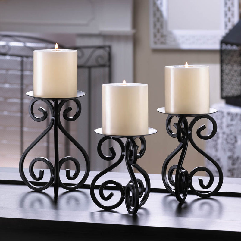 Zingz & Thingz Scrollwork 3 Piece Iron Candlestick Set & Reviews Wayfair