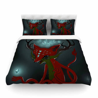 Kess InHouse Anya Volk Magic Fox Teal Fantasy Decorative Door 2 x 3 Floor Mat