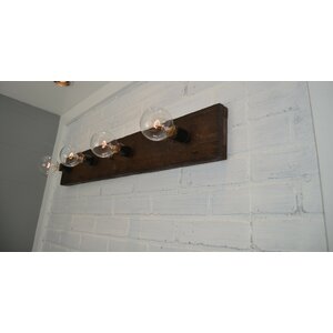 Wood 4-Light Bath Bar