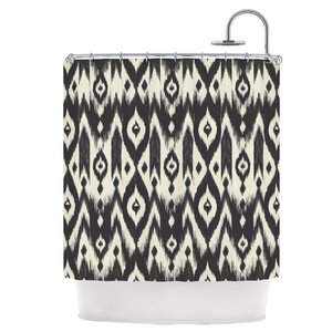 Black Cream Tribal Ikat Shower Curtain