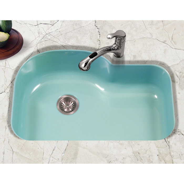 Porcela 31 26 L X 20 67 W Porcelain Enamel Offset Undermount Kitchen Sink